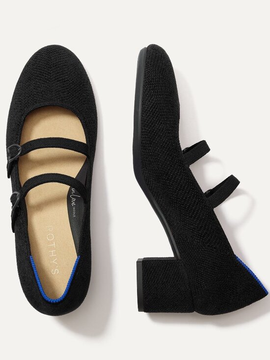 Rothy's Shoes - Rothy's The ReVelvet™ Double Buckle Mary Jane Heel - ReVelvet™ Black Size 9